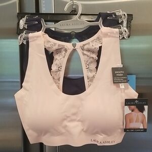 💕LAURA ASHLEY💕 Smooth Finish Bras (2 Pack) Pink & Blue Medium M NWT